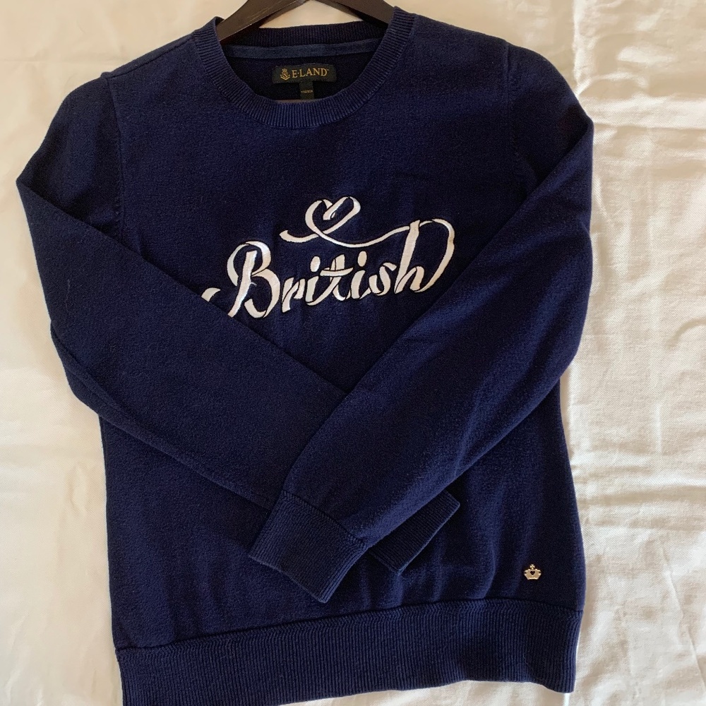 ❤️ British! Long Sleeve 100% Cotton Sweater Navy
